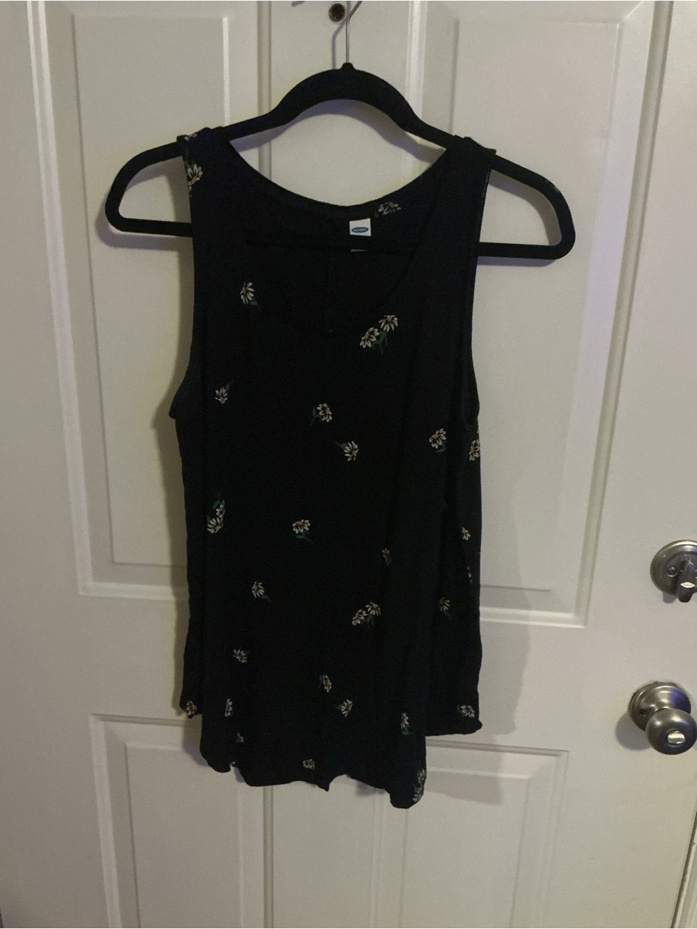 Old Navy Black Tank Top with Small Floral Print
